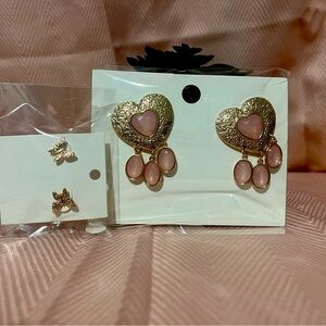 Heart and butterfly earrings